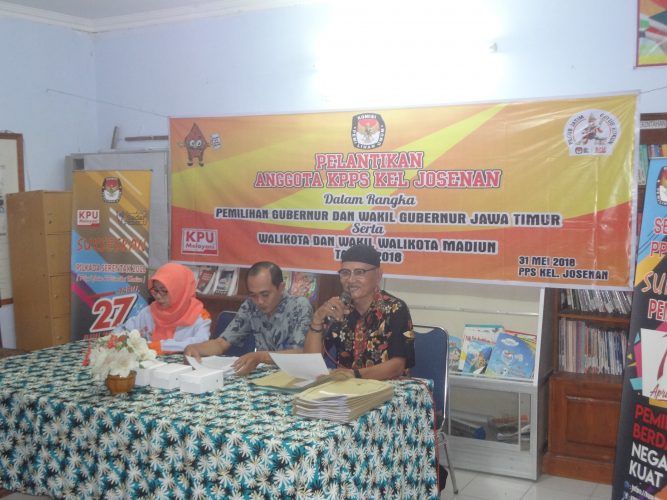 Pelantikan Anggota KPPS Dalam Rangka Pemilihan Gubernur Dan Wakil Gubernur Jawa Timur Serta Walikota Dan Wakil Walikota Madiun Tahun 2018.